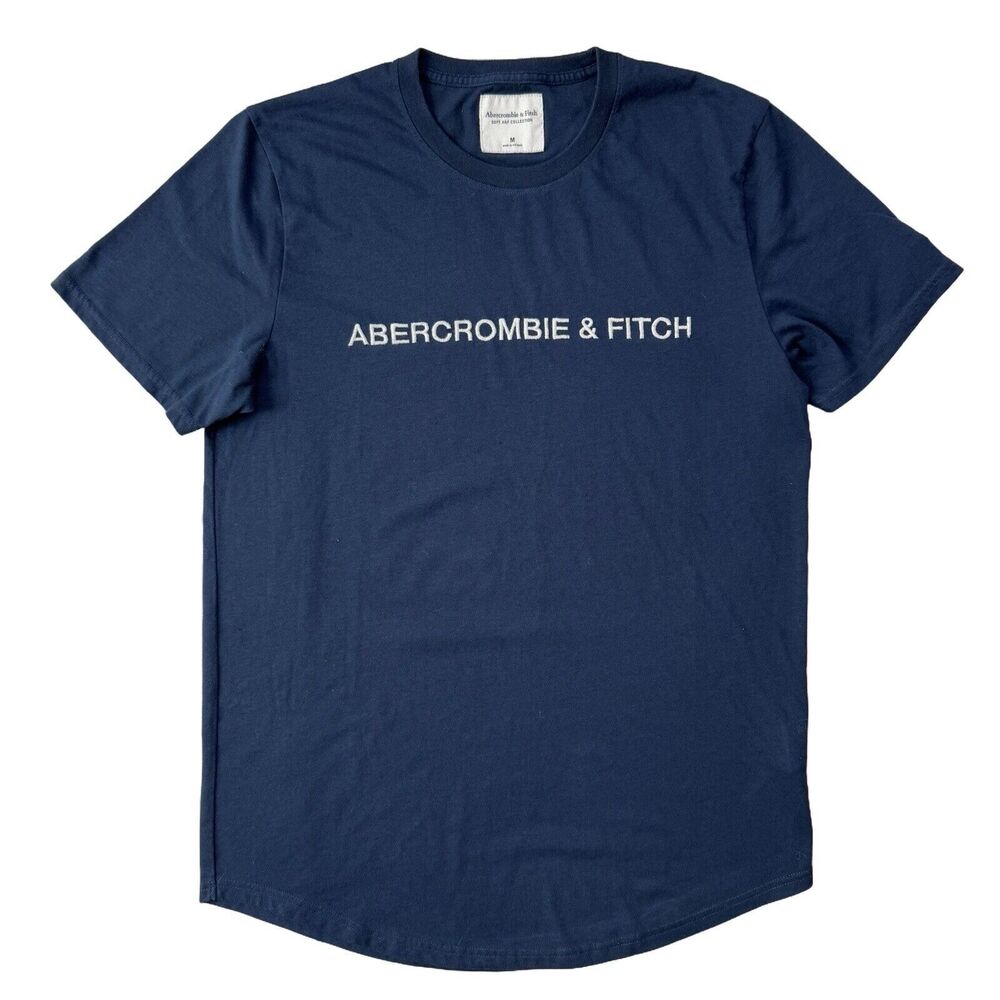 Vtg Abercrombie & Fitch Shirt Mens Medium Blue Embroidered Spell Out Y2K NWOT